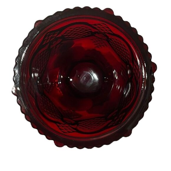 Avon 1876 Cape Cod Collection Vintage Ruby Red Glass Sugar Bowl - Picture 5 of 9